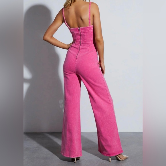 Vici Vibrant Pink Denim Jumpsuit - Picture 2 of 10